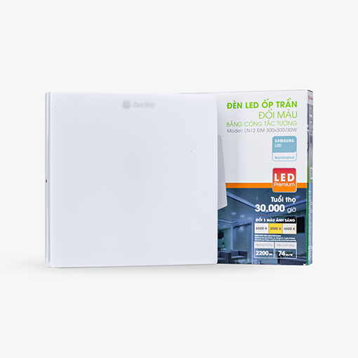 Đèn LED ốp trần vuông đổi màu LN12 đế nhôm 300x300/30W