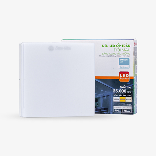 Đèn LED ốp trần vuông đổi màu LN12N đế nhựa 170x170/12W